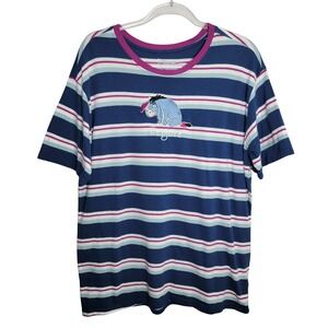 Disney Our Universe Eeyore Striped Graphic T-Shirt XL Blue Pink Winnie the Pooh